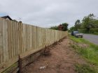 Refurb feather edge fencing.  The customer wanted to use existing framework, so new boards added and arris rails where needed